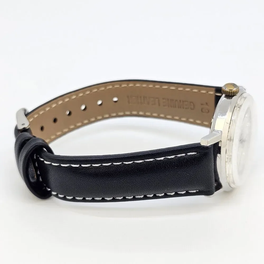 VTG Hilton Automatic Men's Watch 34MM‎ Gray Dial Swiss New Black Leather Bands - Picture 13 of 16